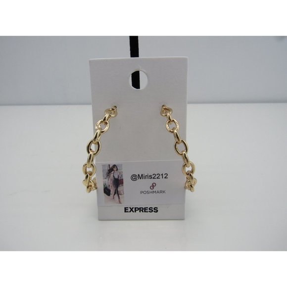 NWT EXPRESS INTERLOCKING CHAIN HOOP EARRINGS - Picture 10 of 10